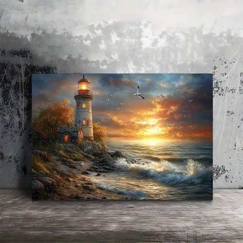 Evening cottage lighthouse - cottage,